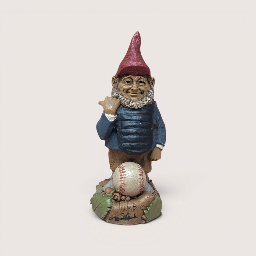 1980s Tom Clark Ump Signed Gnome Baseball Figurine